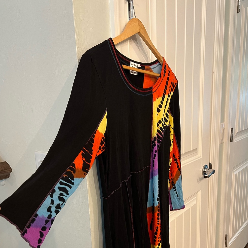 Parsley & Sage Tunic Top Large | Boho Artsy Patchwork Tie Dye Style - Picture 3 of 6
